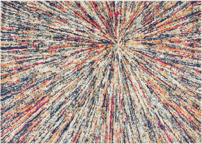 5' X 8' Cream Celestial Burst Abstract Area Rug