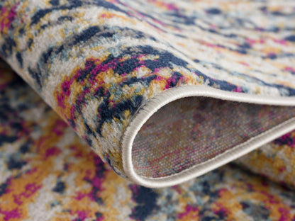 5' X 8' Cream Celestial Burst Abstract Area Rug