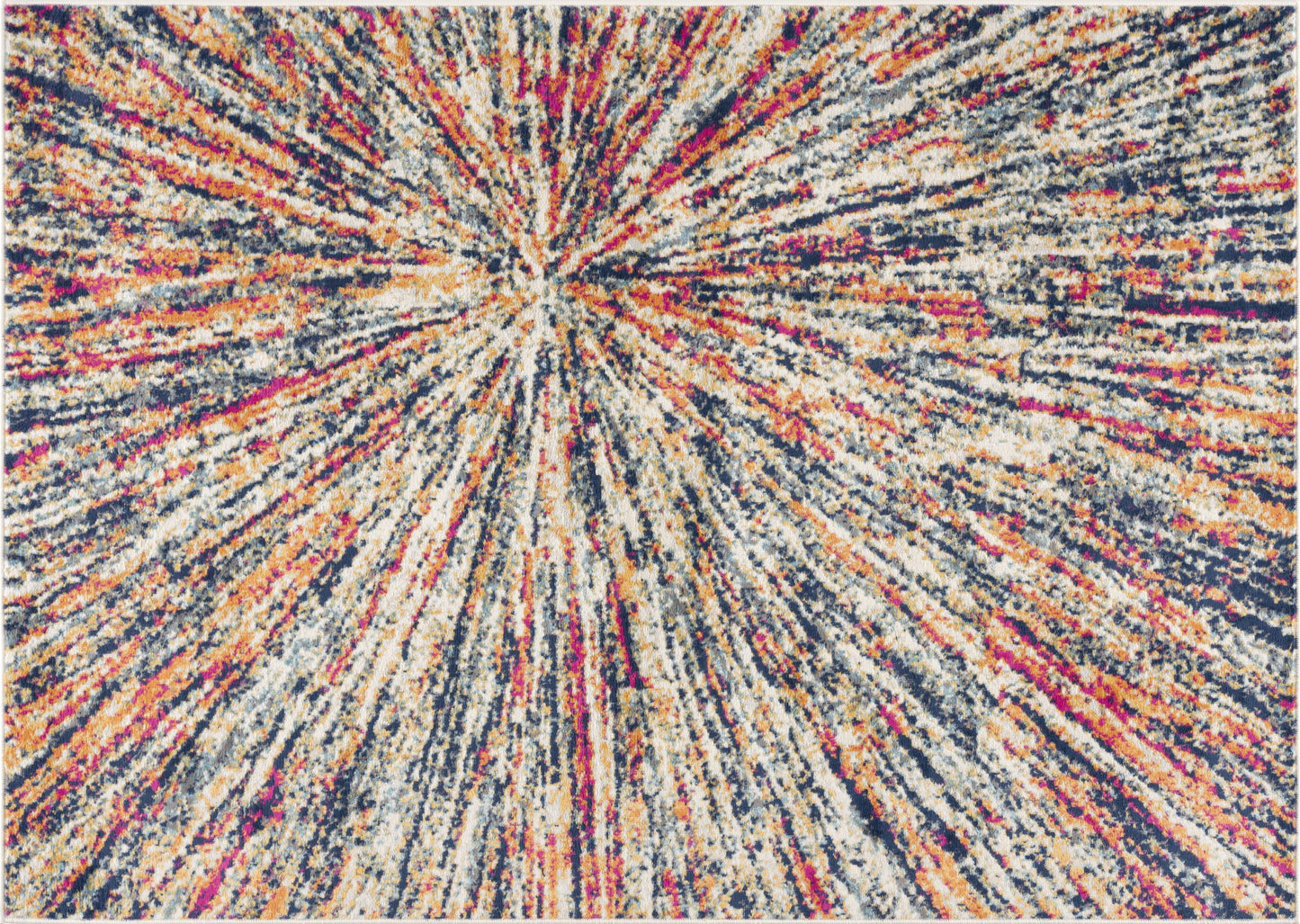 5' X 8' Cream Celestial Burst Abstract Area Rug