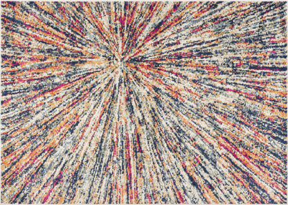 5' X 8' Cream Celestial Burst Abstract Area Rug