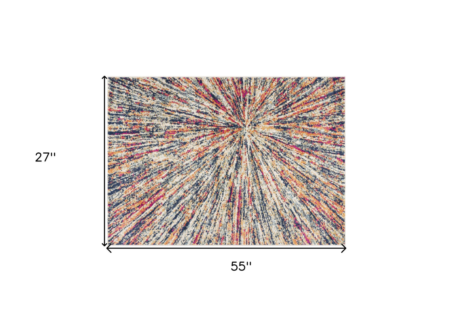 5' X 8' Cream Celestial Burst Abstract Area Rug