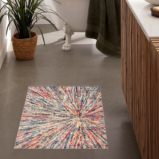 4' X 6' Cream Celestial Burst Abstract Area Rug