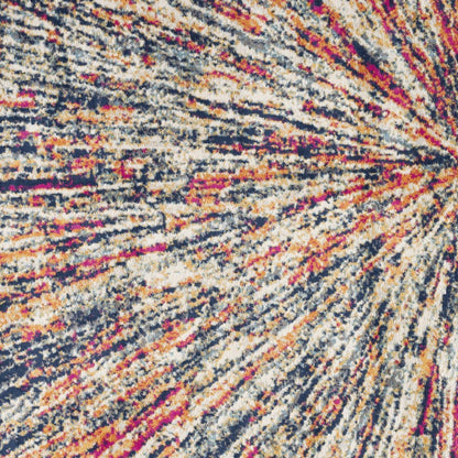 5' X 8' Cream Celestial Burst Abstract Area Rug