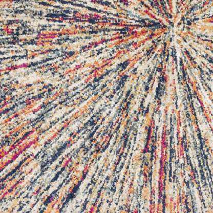 5' X 8' Cream Celestial Burst Abstract Area Rug