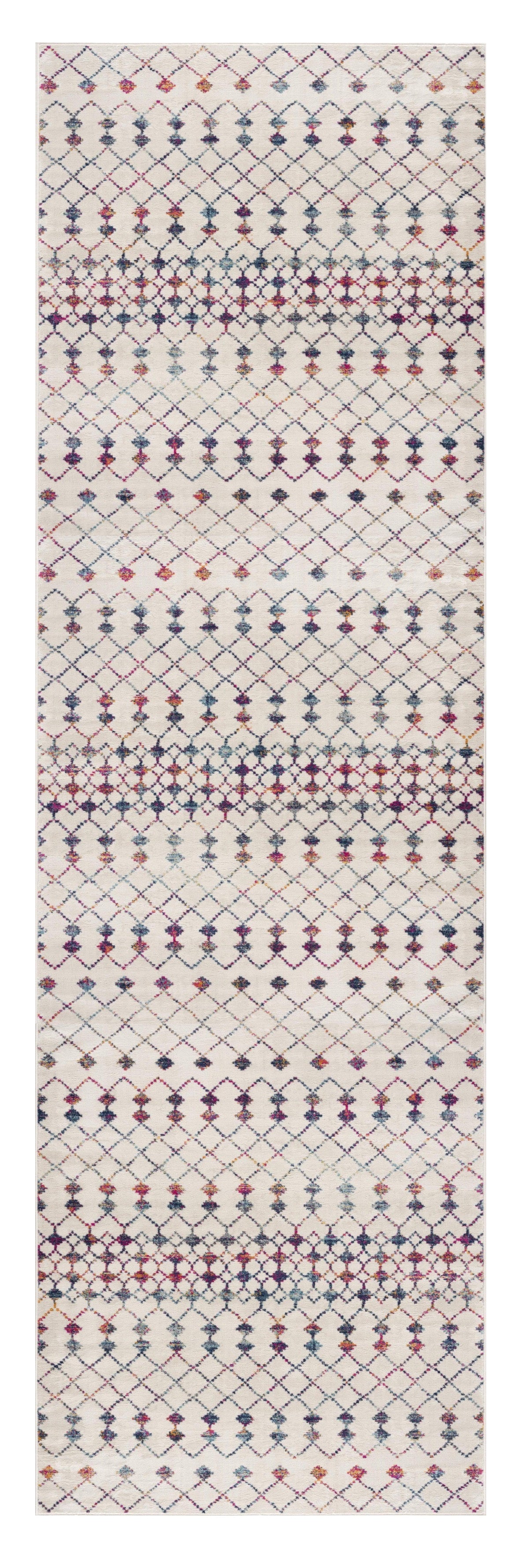 4' X 6' White Modern Geometric Grid Area Rug