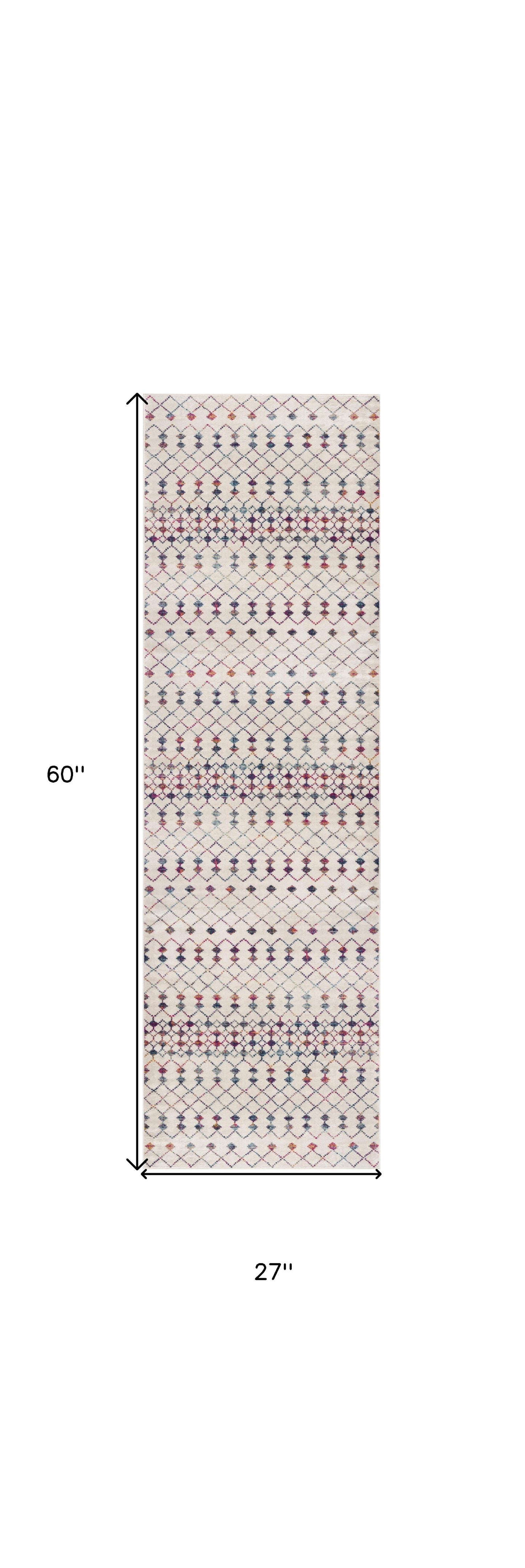 4' X 6' White Modern Geometric Grid Area Rug