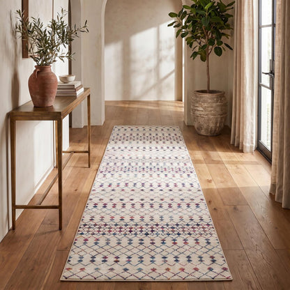 2' X 4' Blue and Ivory Ikat Area Rug