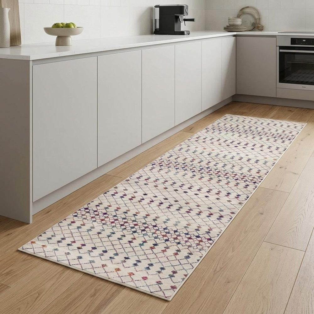 2' X 4' Blue and Ivory Ikat Area Rug