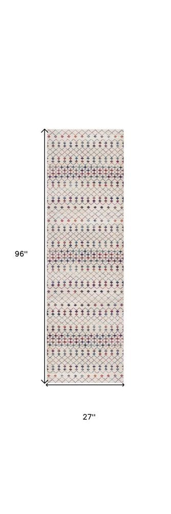 5' X 8' White Modern Geometric Grid Area Rug