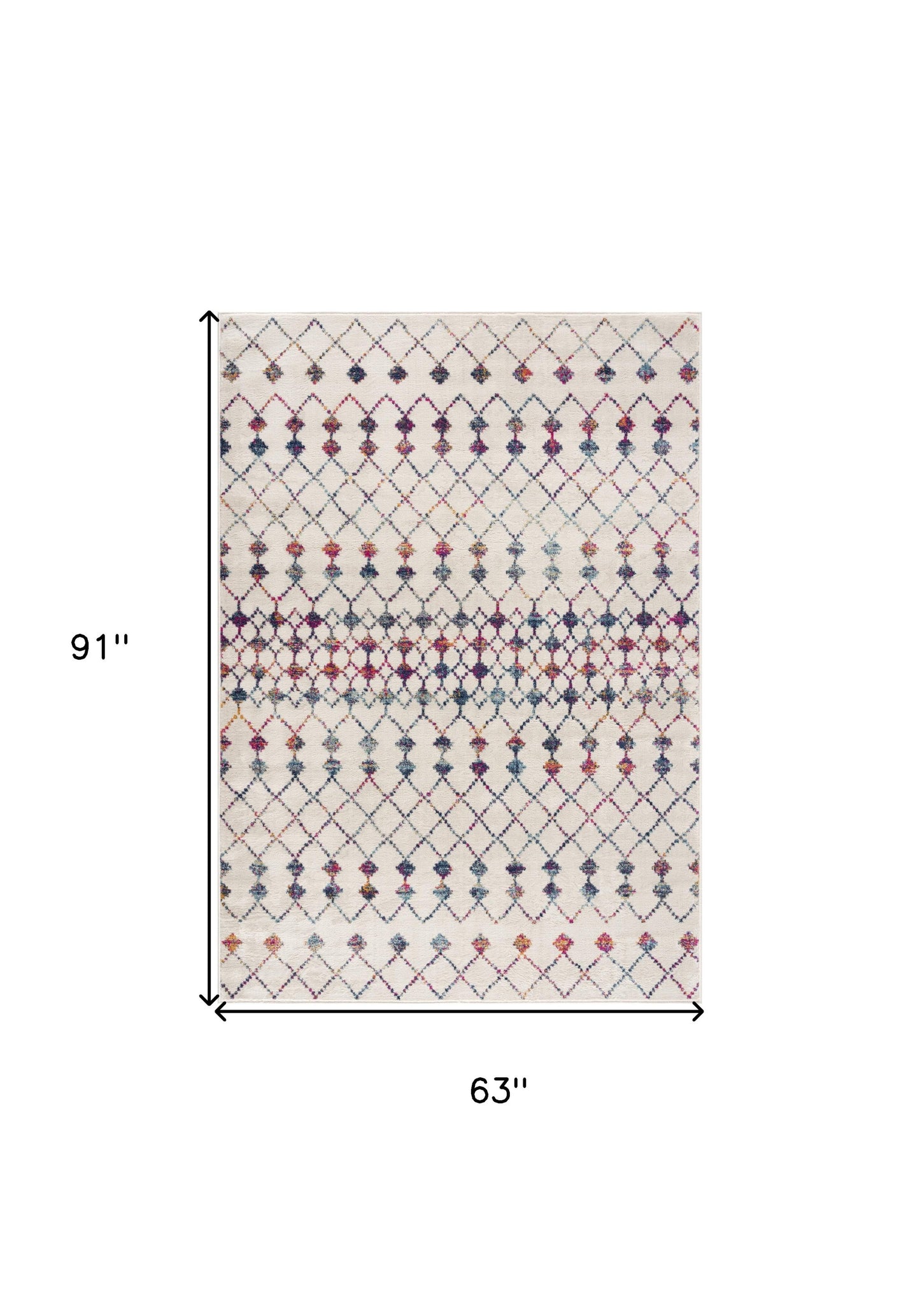 4' X 6' White Modern Geometric Grid Area Rug