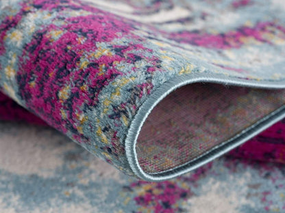 5' X 7' Gray Ivory And Magenta Abstract Area Rug