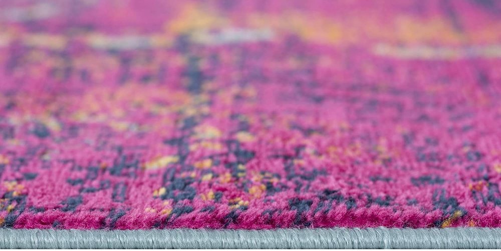 5' X 7' Gray Ivory And Magenta Abstract Area Rug