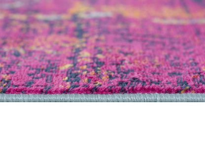 2' X 4' Gray Ivory And Magenta Abstract Area Rug
