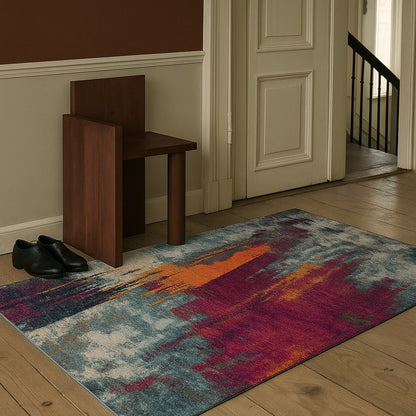 6' X 9' Gray and Purple Abstract Area Rug