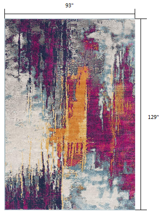 9' X 13' Gray and Magenta Abstract Area Rug