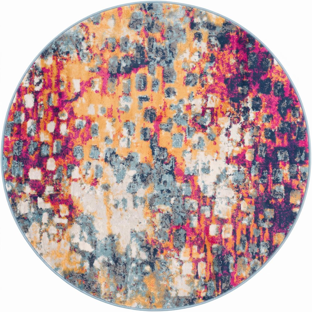 15' Blue And Ivory Abstract Runner Rug