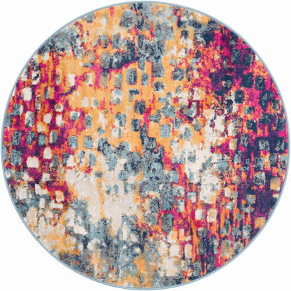 15' Blue And Ivory Abstract Runner Rug