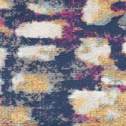 2' X 5' Blue and Ivory Abstract Area Rug