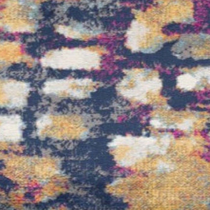 5' X 7' Blue and Gold Abstract Area Rug
