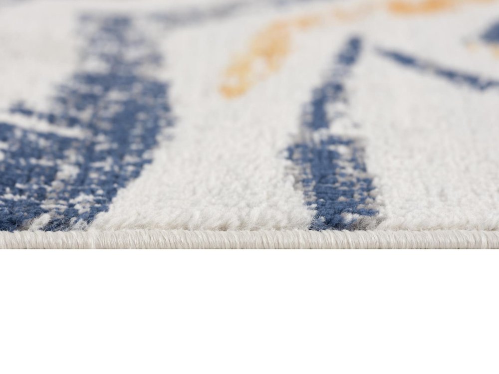 10' Blue And Gold Abstract Runner Rug