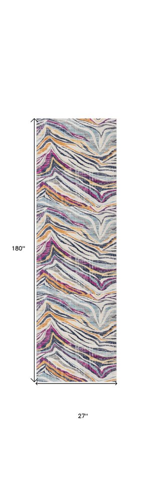 2' X 5' Blue and Gold Abstract Area Rug