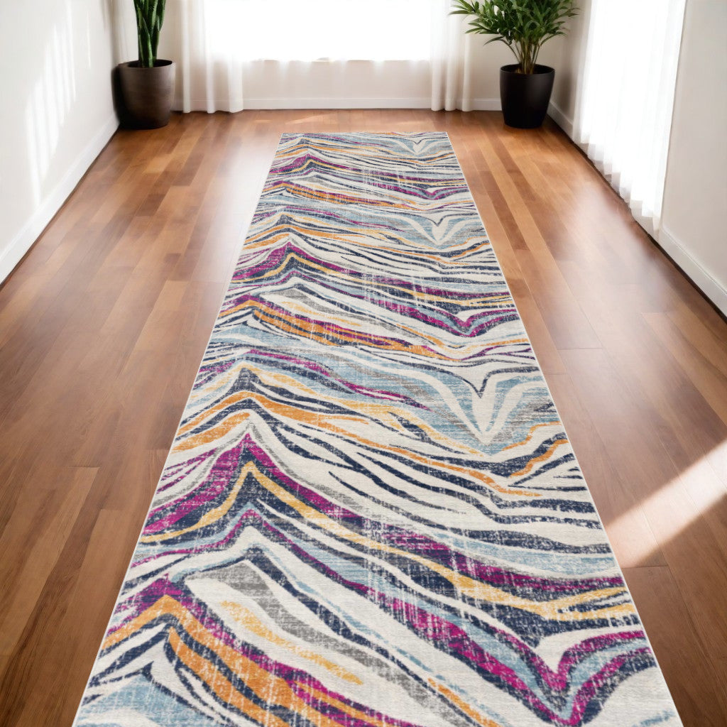 6' X 9' Blue and Gold Abstract Area Rug