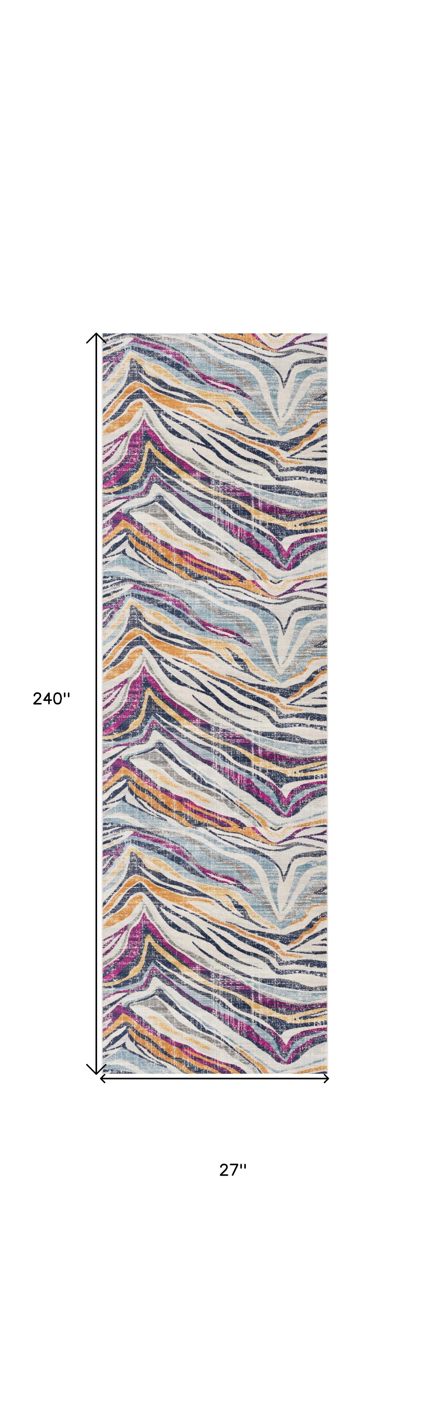 10' Runner Blue and Gold Abstract Runner Rug