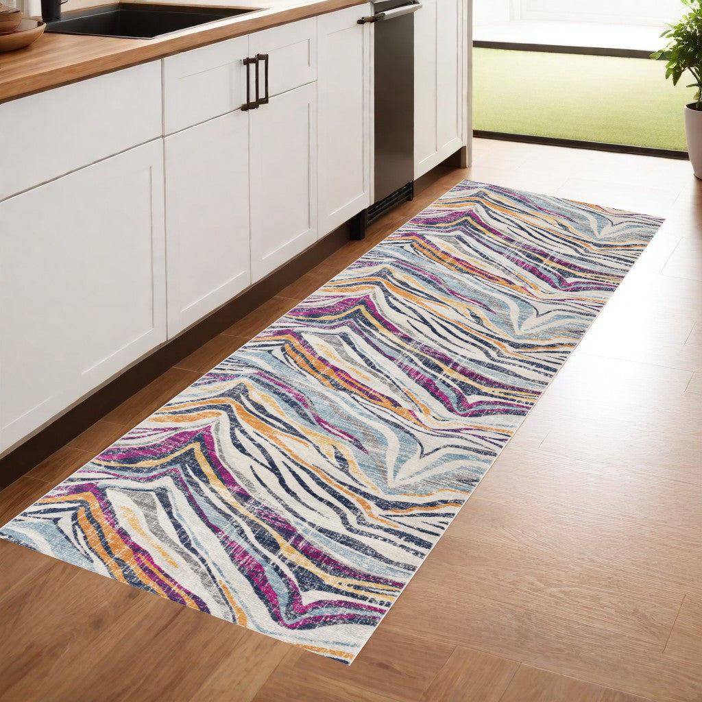 6' X 9' Blue and Gold Abstract Area Rug