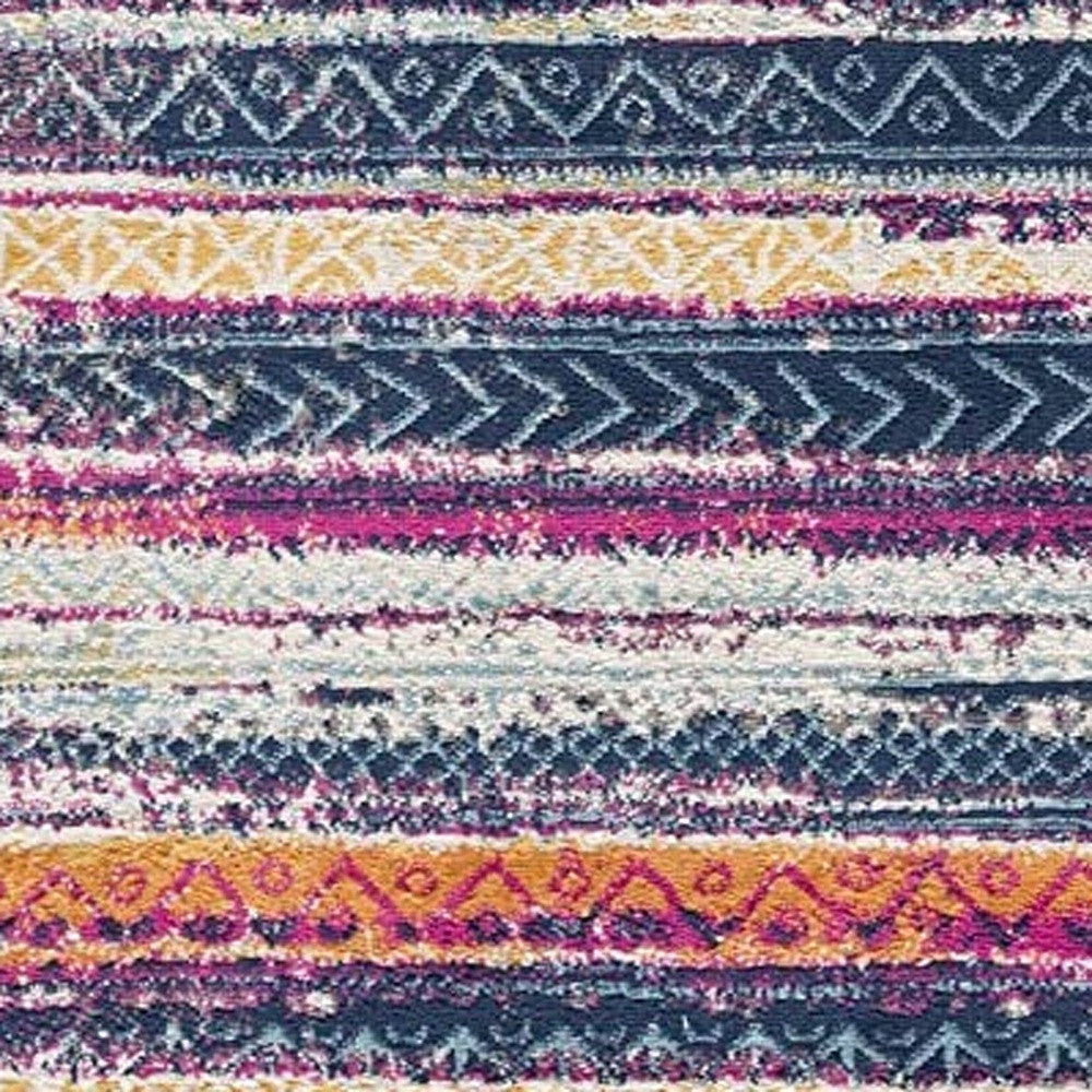 2' X 4' Multicolor Irregular Stripe Boho Area Rug