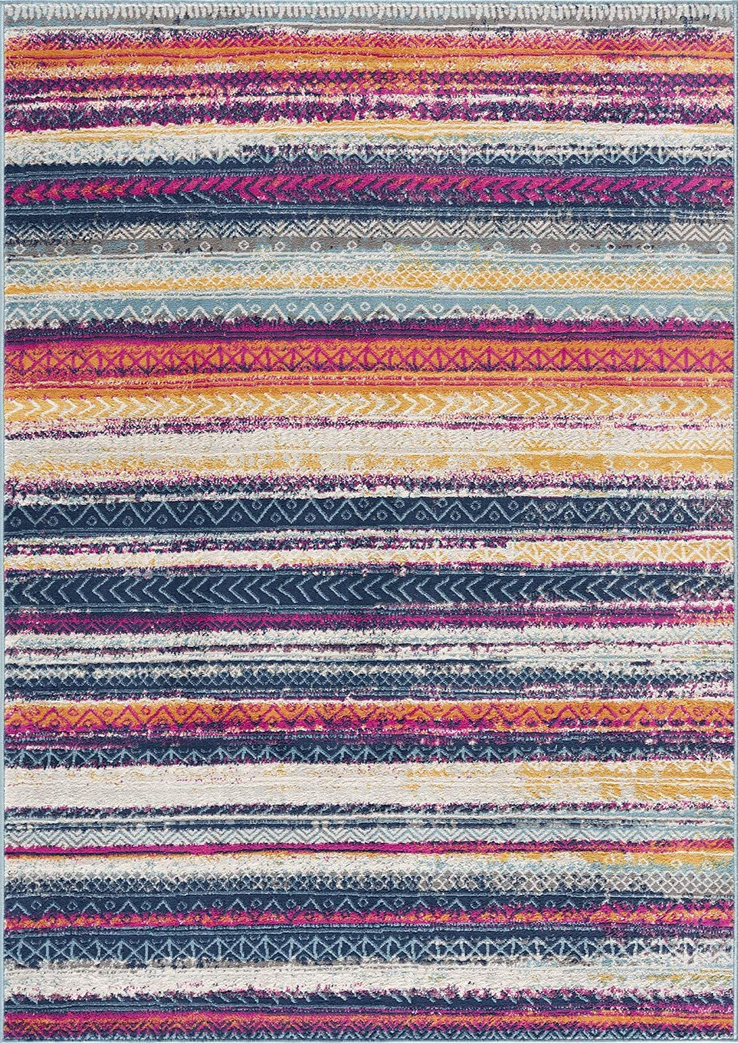 2' X 4' Multicolor Irregular Stripe Boho Area Rug