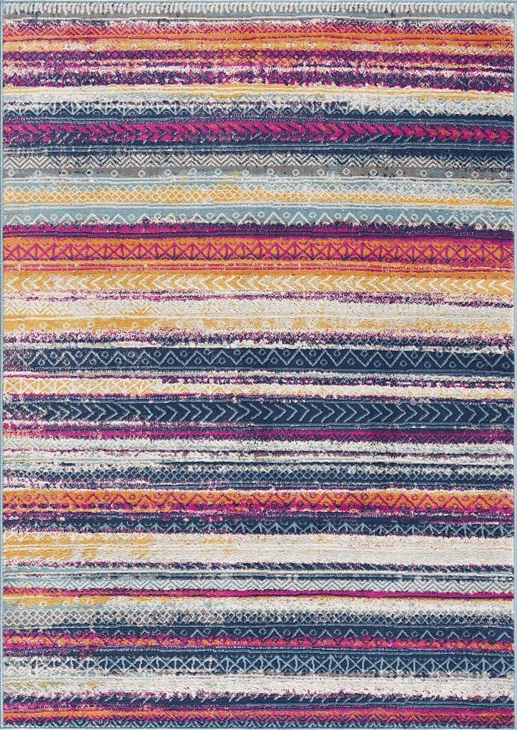 2' X 5' Multicolor Irregular Striped Area Rug