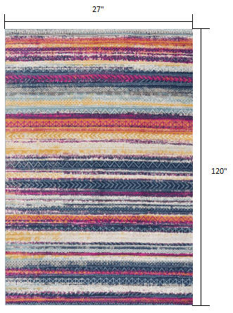 2' X 4' Multicolor Irregular Stripe Boho Area Rug