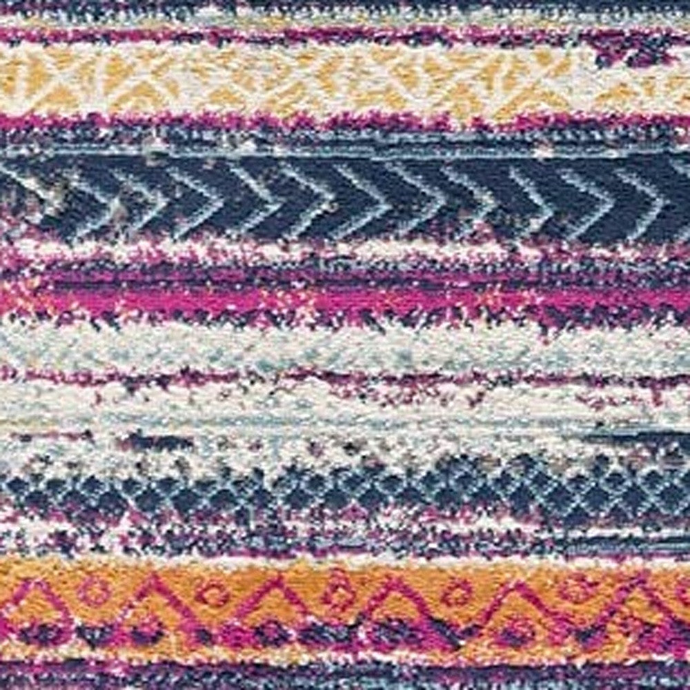 2' X 4' Multicolor Irregular Stripe Boho Area Rug