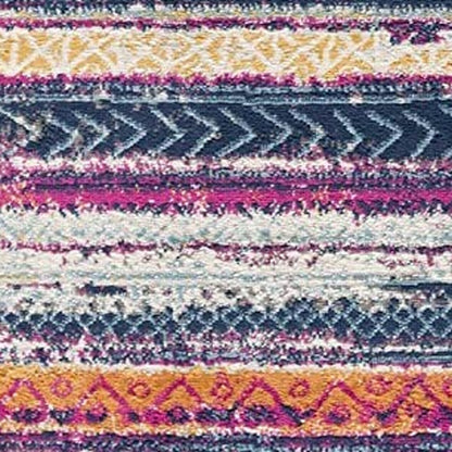 2' X 5' Multicolor Irregular Striped Area Rug
