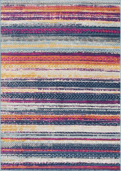 2' X 5' Multicolor Irregular Striped Area Rug