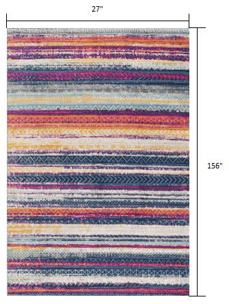 2' X 4' Multicolor Irregular Stripe Boho Area Rug