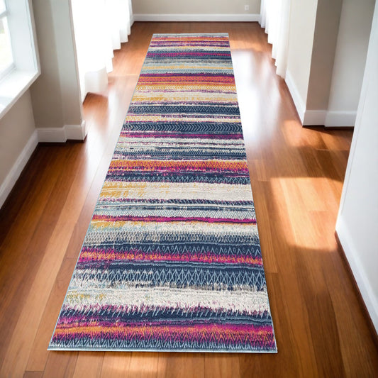 2' X 5' Multicolor Irregular Striped Area Rug