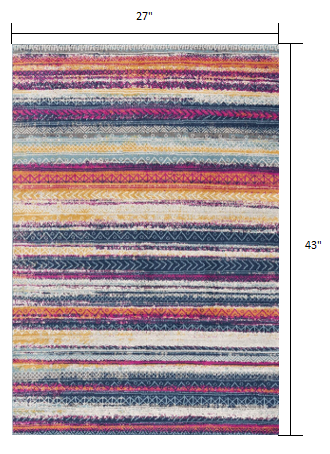 3' X 5' Multicolor Irregular Striped Area Rug