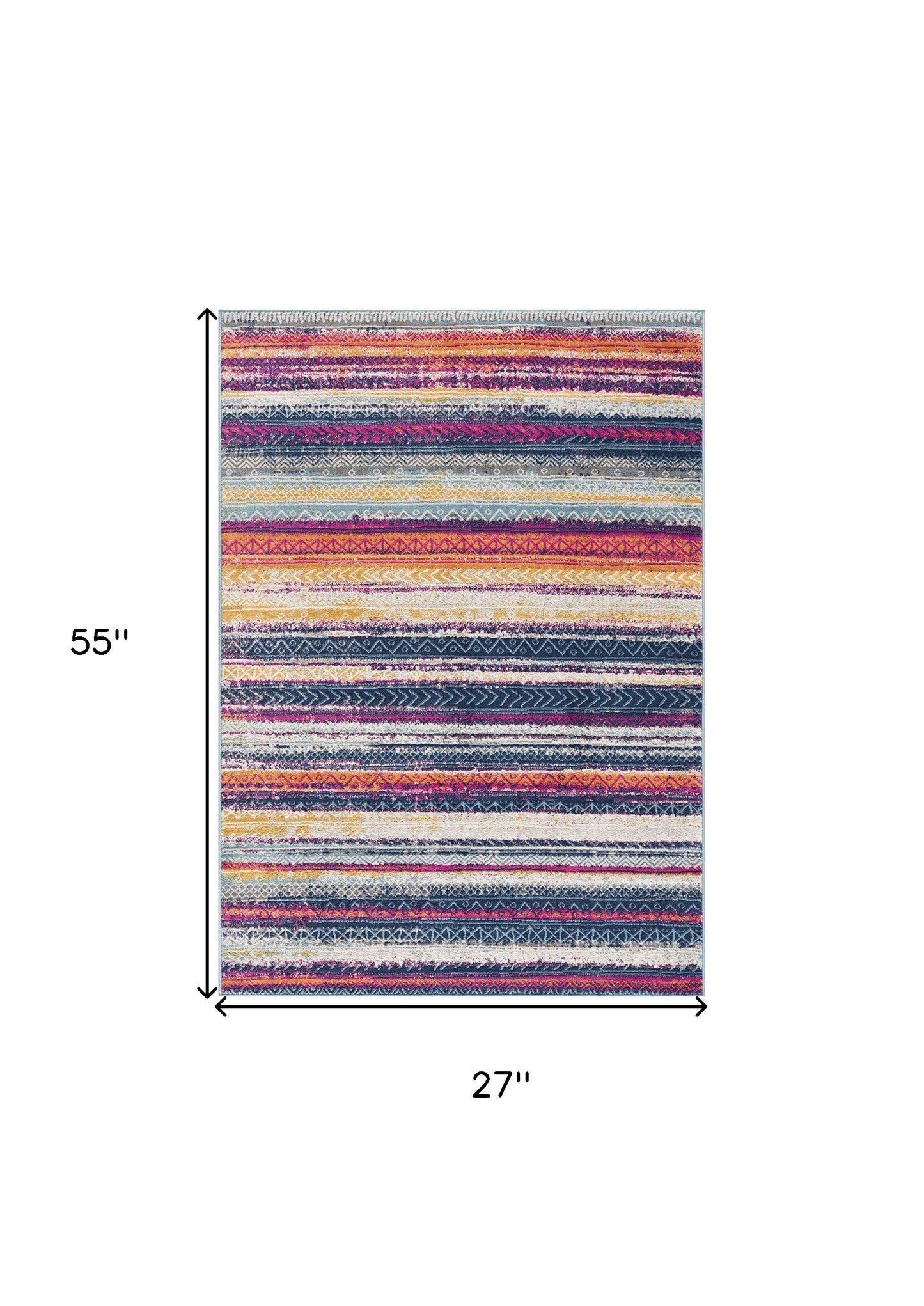 2' X 4' Multicolor Irregular Stripe Boho Area Rug