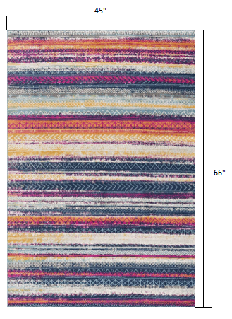 2’ X 5’ Multicolor Irregular Striped Area Rug