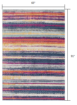 2’ X 5’ Multicolor Irregular Striped Area Rug