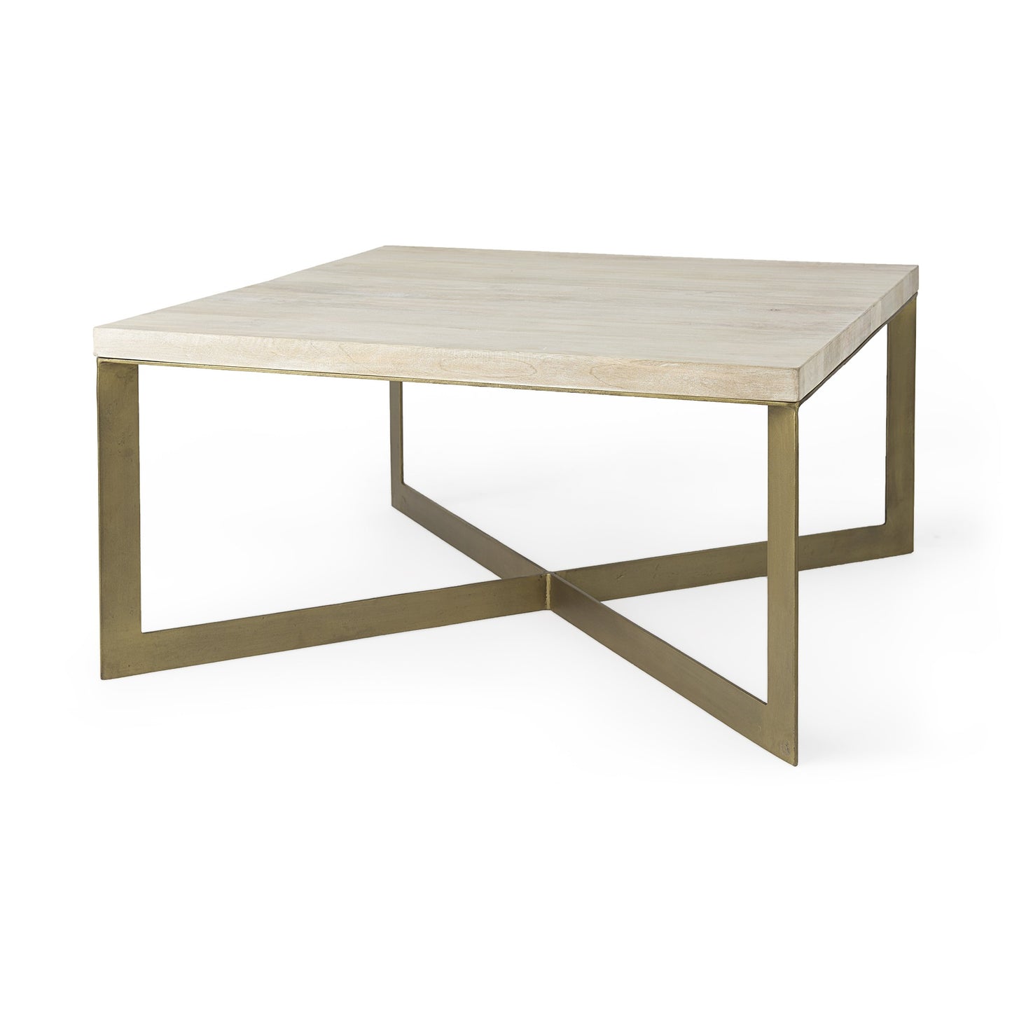 34" Beige Metal Square Coffee Table