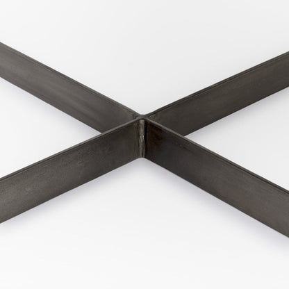 34" Brown Solid Wood And Iron Square Coffee Table