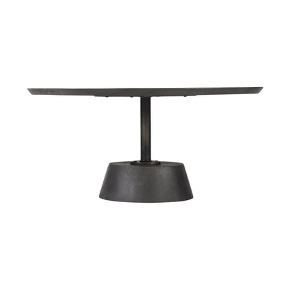 32" Dark Brown and Black Solid Wood and Iron Round Pedestal Coffee Table