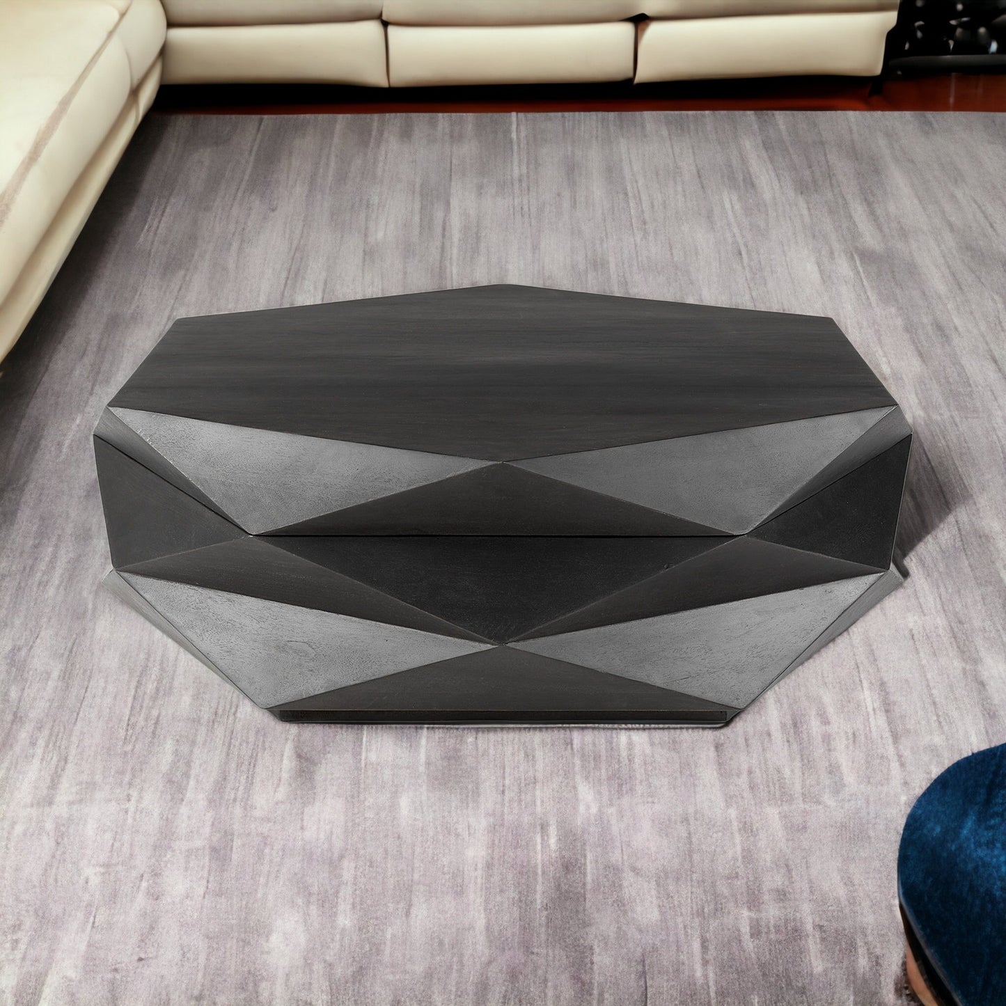 48" Black Octagon Coffee Table