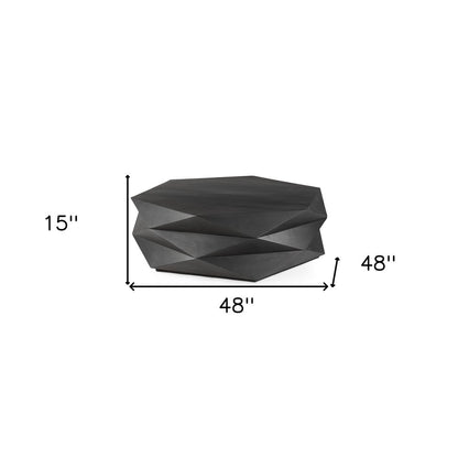 48" Black Wood Octagon Solid Coffee Table