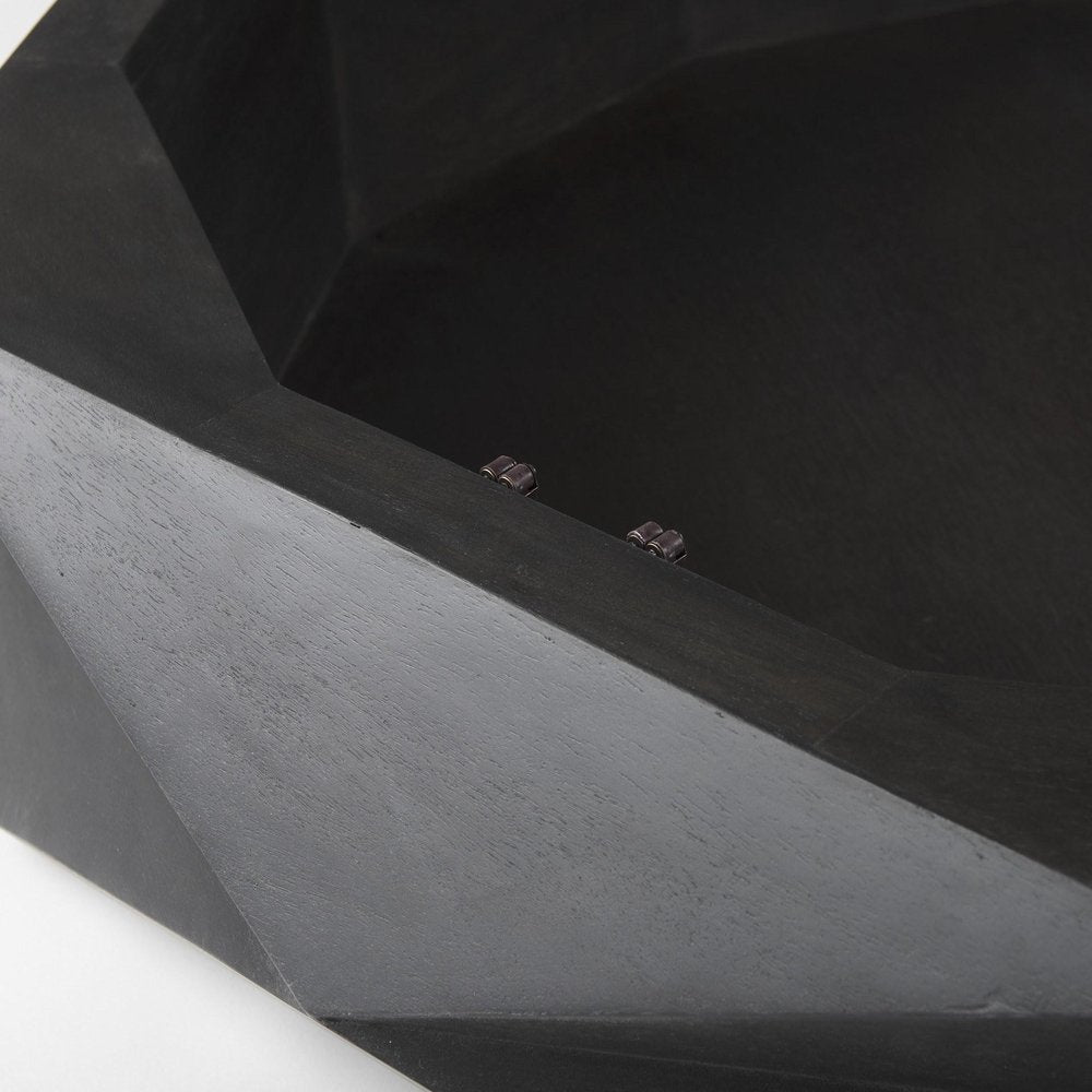 48" Black Wood Octagon Solid Coffee Table