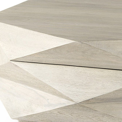 48" Natural Solid Wood Hexagon Lift Top Solid Coffee Table