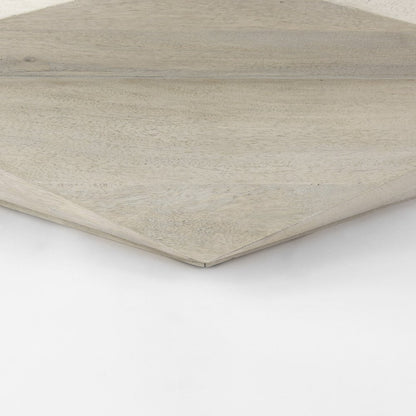 48" Natural Solid Wood Hexagon Lift Top Solid Coffee Table
