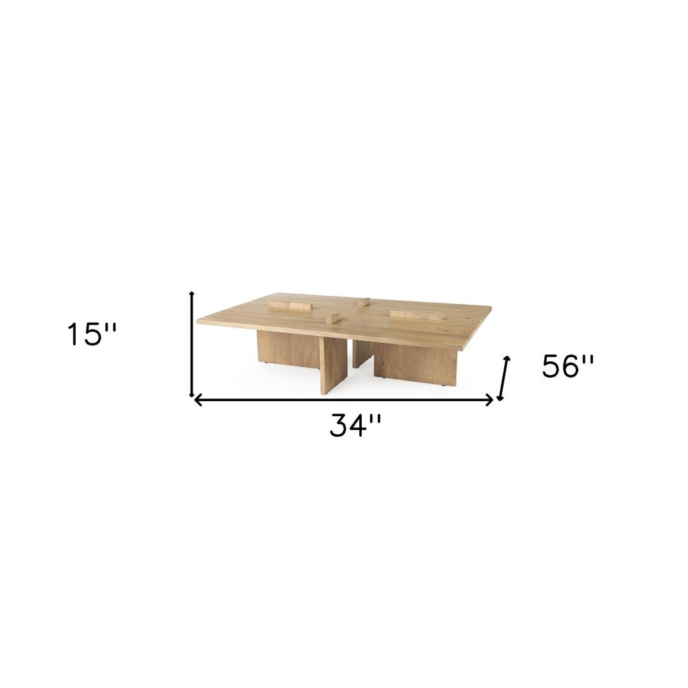 34" Natural Wood Coffee Table